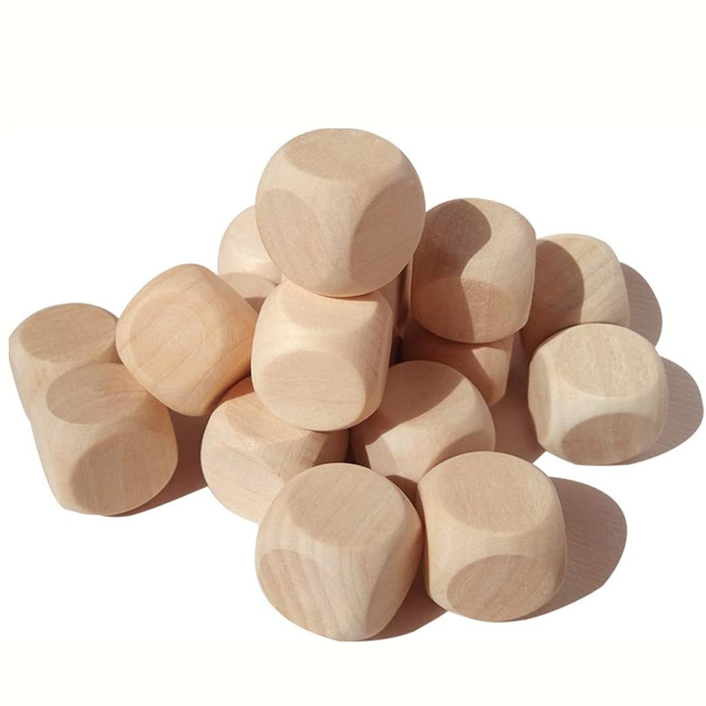 Dice Tower Wooden - 빈 나무 주사위 미완성 사각형 블록,