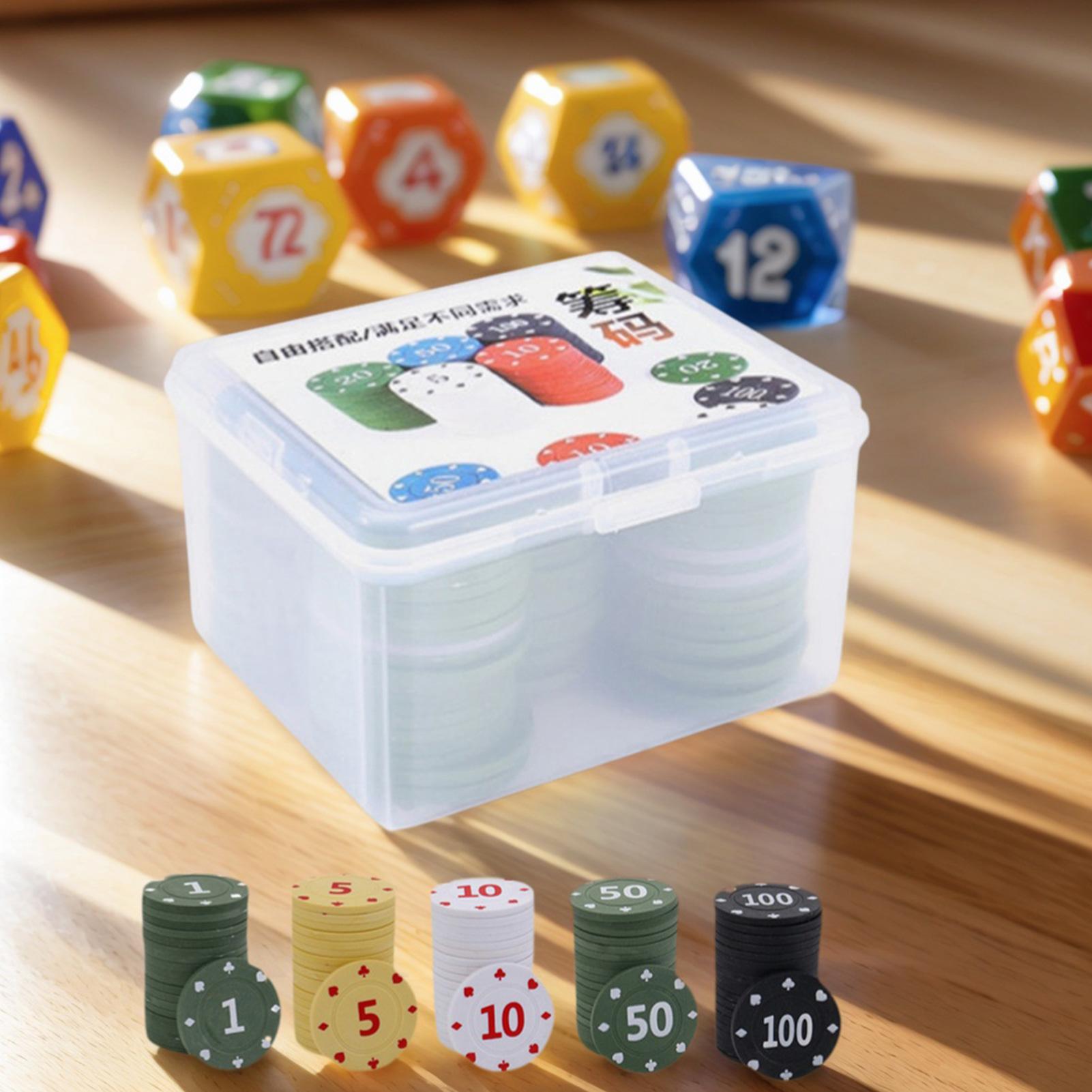 Board Game Hotel - 숫자가 있는 포커 칩 100개 컬러