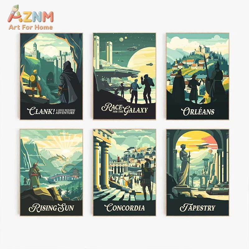 AZNM 레트로 보드 게임 아트 캔버스 포스터 프레임리 - Board Game Table 리뷰 및 가격
