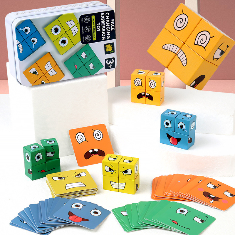 어린이 얼굴 변경 표현 퍼즐 빌딩 블록 몬테소리 큐브  - Dice Tower Wooden 리뷰 및 가격